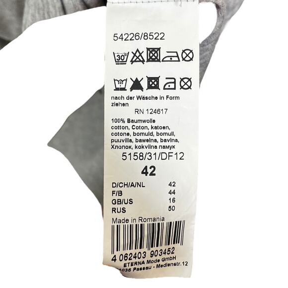 Eterna Fitted Womens Gray Heathered Grey Button Down Shirt Top V-Neck Size 16 US - Picture 10 of 11